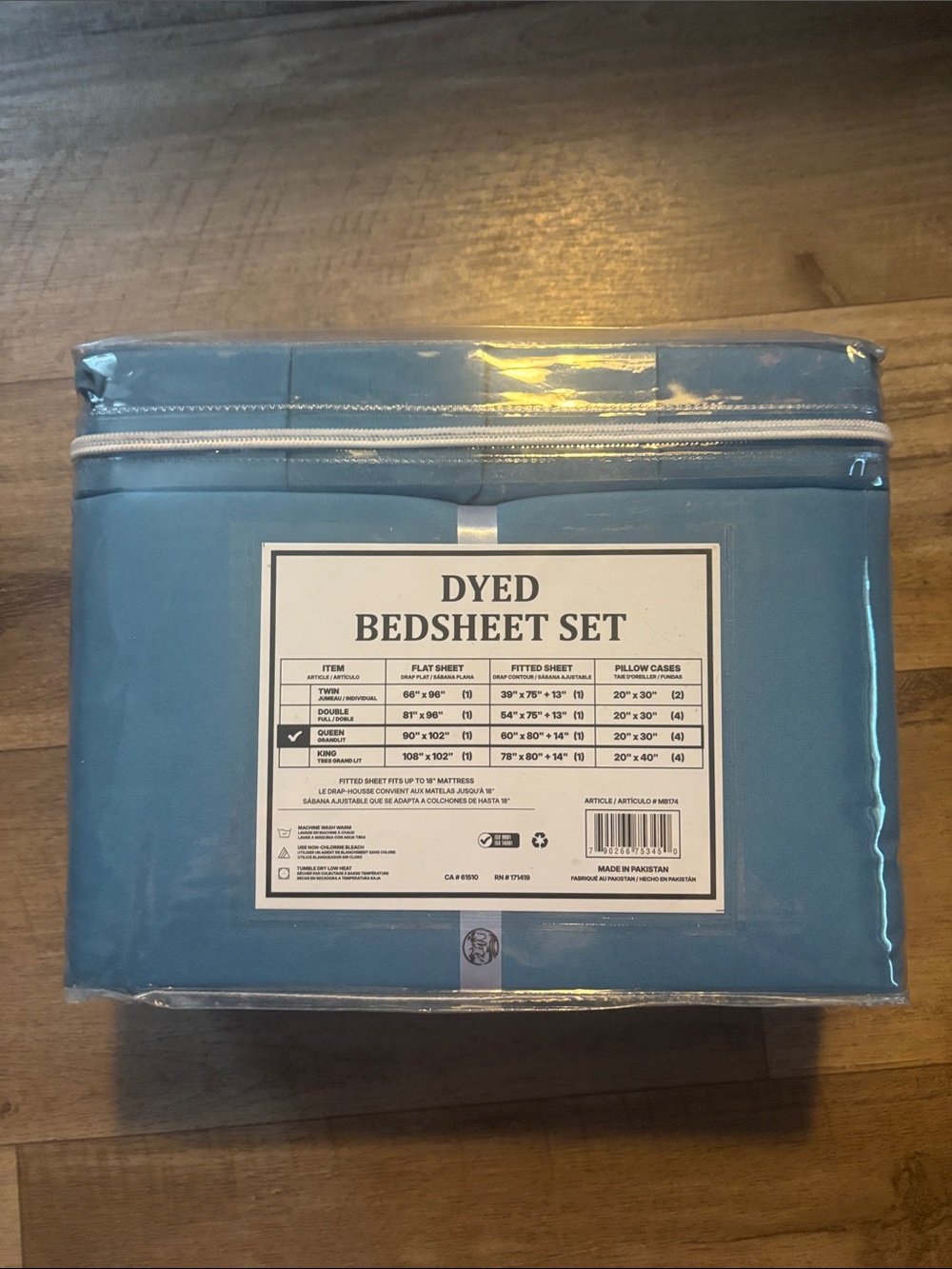 6-Piece Dyed Queen Bedsheet Set - Blue - Picture 2 of 3